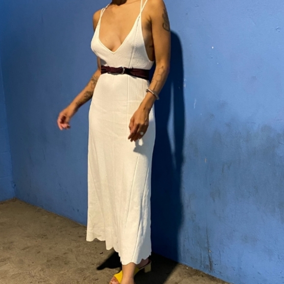 SANDRO White Bluan Knit Midi Dress - Picture 8 of 10